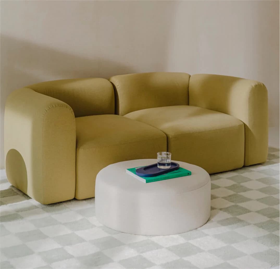 Yellow sofa in salon